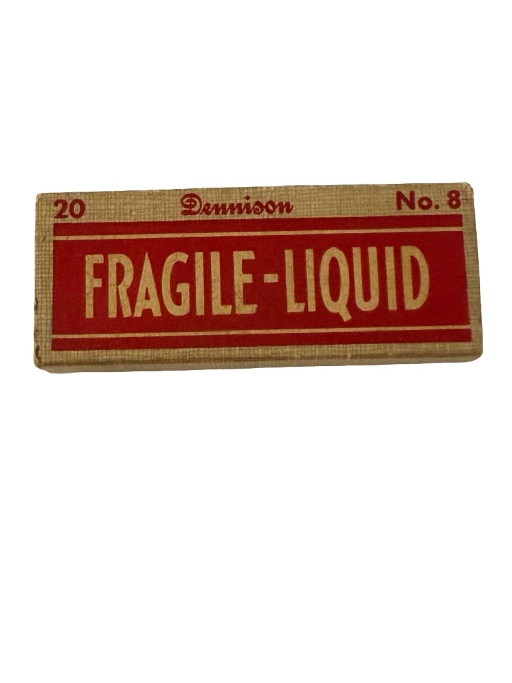 Vintage Dennison No. 8 Fragile Liquid Shipping Labels Original Box with 7 Unused